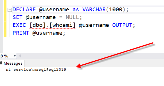 Who does SQL Server run xp_cmdshell command as?