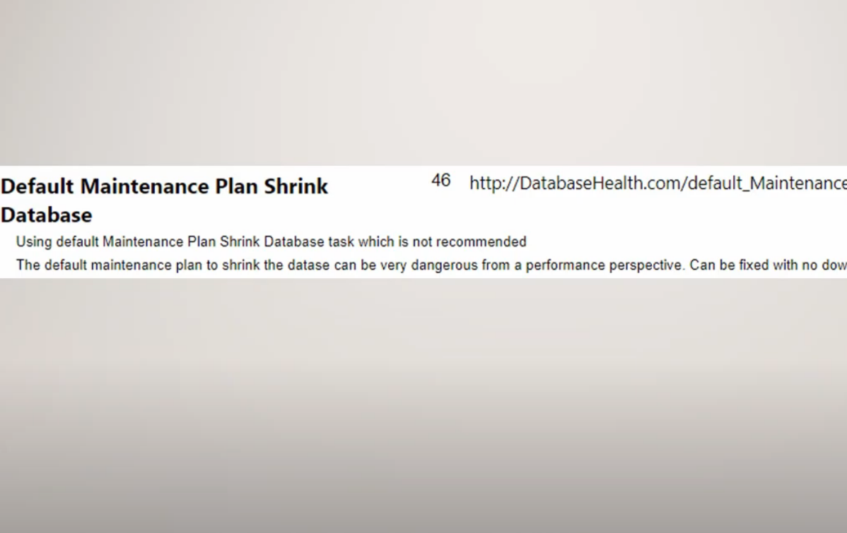 Default Maintenance Plan Shrink Database – Video Tip