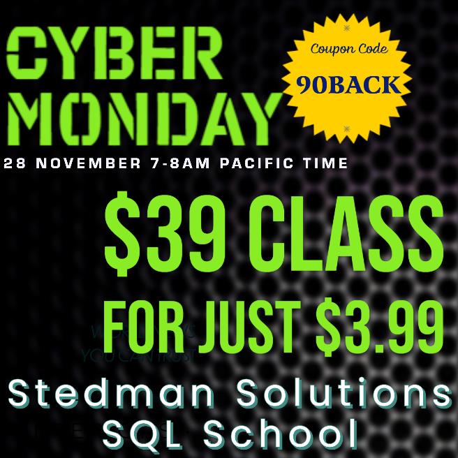 Stedman SQL School – Cyber Monday Deal