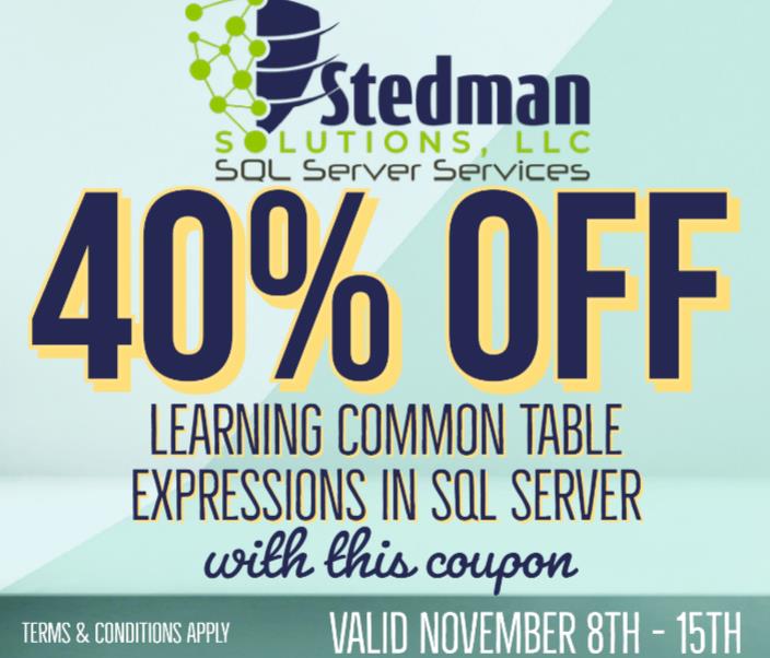 40% off Learning Common Table Expressions in SQL Server