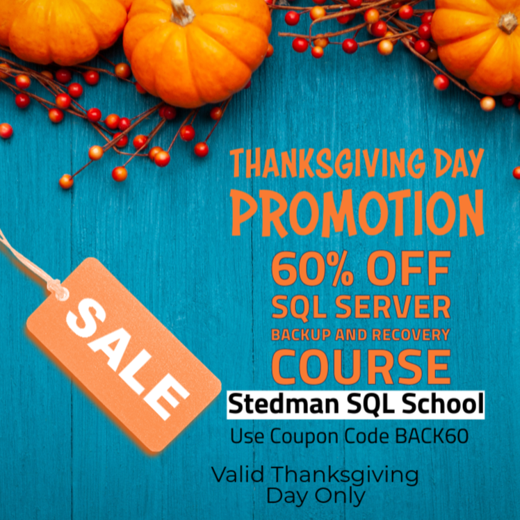 Thanksgiving Bonanza: SQL Server Backup & Recovery with 60% Off!