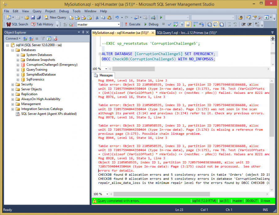 Database Corruption Presentation - Preparation - Steve Stedman